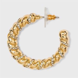 SUGARFIX By BaubleBar Crystal & Gold Twist Hoop Earrings